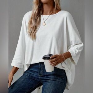 OVERSIZED Back To Basics Women's White Casual Top